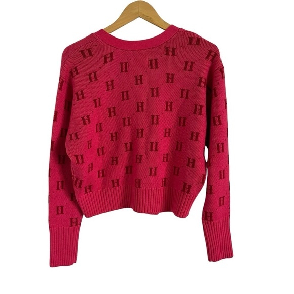 11 HONORE Angie Jacquard Monogram Cardigan Drop-Shoulder Sweater - Picture 5 of 11